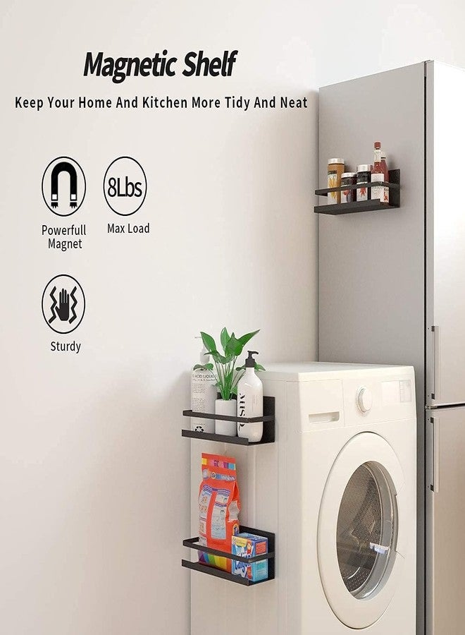Obedient Magnetic Spice Rack For Refrigerator, Storage Fridge Shelf Kitchen Organiser, Easy To Use, Drill Free - Alloy Steel, 1 Countertop, Floating Shelves, Black, 2 Pack - Image 5
